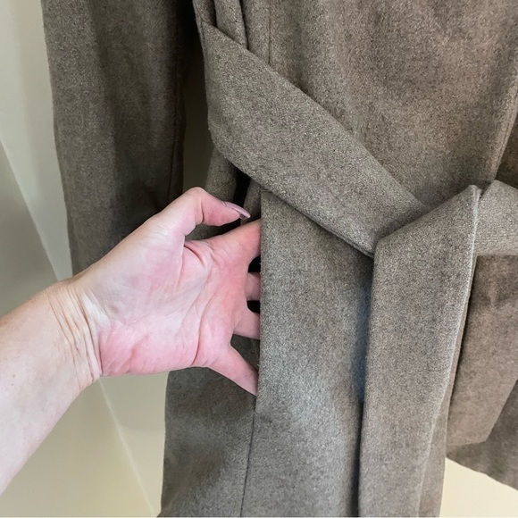 𝅺🎀 Merona Wool Blend Belted Waterfall  Pea-Coat, Beige, Size M - Picture 6 of 10